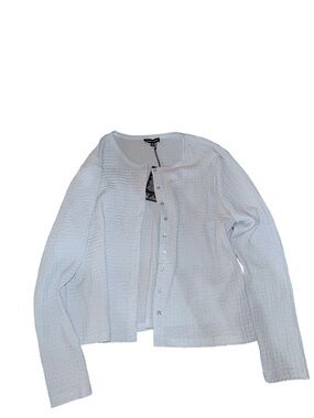 Lightweight Light Blue Textured Button Cardigan